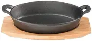 Pyrolux Pyrocast Oval Gratin, 21.7 X 15 Cm with Maple Tray Black