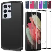 For Samsung S21/S21+/S21 Ultra 5G Hybrid Rubber Hard Case Cover Screen Protector