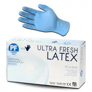 100pcs Ultra Fresh Blue Latex Gloves Powder Free - Medium