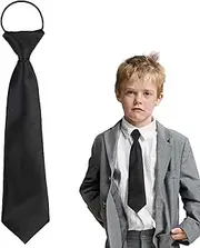 [VoutE] Pre Tied Kids Neckties, Satin Plain Kids Boys Elasticated Ties, One Size Black Children’s Boys Girls Ties Formal Tie for Wedding Graduation School Uniforms(11 * 2.8 Inch)