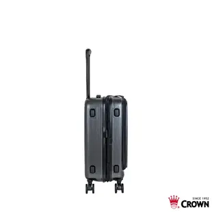 【CROWN】皇冠19.5吋 前開可加大 防盜拉鍊登機箱／廉航行李箱 (C-F1910霧面鐵灰)【威奇包仔通】