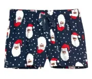 Blue Santa Flannel Shorts Pajamas Sleep Lounge Woman's Size Large JJ1858