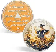 CHURYUML Awakening Autumn Sobriety Coin Non-Religious AA Coins Sober Chip Recovery Medallions Alcoholics Anonymous Affirmation Token Inspirational Sobriety Gifts for Women Celebrating Milestones