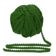 25 Yards Pom Pom Trim Ribbon, 0.5" Wide Navy Green Ball Fringe Trim