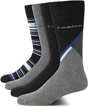 [Calvin Klein] Men's Dress Socks - Cotton Blend Crew Patterned Socks (4 Pack)
