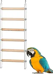 ycezw Parrot Ladder, Parakeet Ladder | Step Perch for Cage | Exercise Ladder Climbing Toys with 360° Rotating Hook for Budgies, Parrots, Cockatoo and