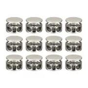 12pcs Metal Spring Cord Locks Toggles Stopper Slider Cord Pearl Nickel