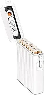 [OLDENDO] Waterproof Cigarette Case with Lighter, Cigarettes Case Container Box for 16pcs Cigarettes Airtight Joint Holder Cases Smell Proof (White)
