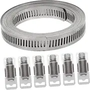 1 Set Stainless Steel Throat Hose Pipe Clamp Washer Grip Worm Drive Circular Clamp Conduit Water Bracket Pipes Hose Clamp Metal Tube Clamp with Fastener Silver