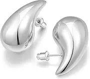 [KELMALL] Chunky Gold Hoop Statement Earrings for Women Thick 18k Gold Plated Oversized Open Hoops 925 Sterling Silver Post Lightweight Hypoallergenic