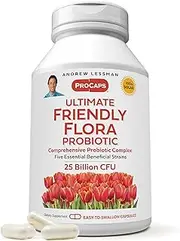 Andrew Lessman Ultimate Friendly Flora Probiotic 60 Capsules - 25 Billion CFU, Comprehensive Blend of Five Probiotic Strains, Powerful Immune and Digestive Support. Probiotics for Women or Men