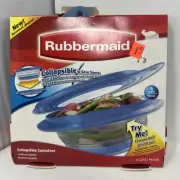 Rubbermaid COLLAPSIBLE 4 Cup Food Storage Container Blue Bowl Lid Vintage RARE