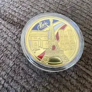 Smaller Eiffel Tower Parisian France Commemorative Gold Coin