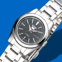 在飛比找momo購物網優惠-【SEIKO 精工】手錶 小資女收藏日本製5號自動機械錶-黑