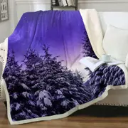 Bright Winter Night in the Snowy Forest Throw Blanket