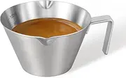 YARRAMATE Espresso Cup with Handle, Stainless Steel Accessories, Double Spout Metal Measuring Cup with Dual Scale, V-Shaped Mouth Shot Glass (Silver), 3.4OZ / 100ML
