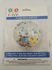 Clear Confetti Balloon Kit 1 Large 3 Mini 321 Party New