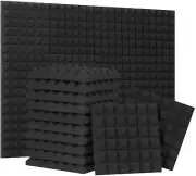24 Pack-12 X 12 X 2 Inches Pyramid Designed Acoustic Foam Panels, Sound Proof Fo