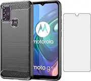 [Asuwish] Phone Case for Motorola Moto G30/G20/G10/10 Power 2021 with Screen Protector Cover and Cell Accessories Slim Soft TPU Rubber Protective MotoG30 MotoG20 MotoG10 G 30 20 G10Power Women Men Black