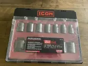 ICON Professional Standard Impact 13 Piece Socket 1/2 Drive Set SAE 13SS-13 New