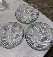 Vtg Tulip Serving Platter Mikasa Tivoli Crystal 7" Clear Glass Set Of 3 Tinted
