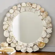 36" Round Agate Mirror Handmade Natural Stone Agate Stone Wall Mirror Bathroom D