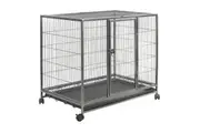 YES4PETS Medium Pet Dog Cat Cage Metal Rabbit Crate Carrier Kennel Wheel & Tray