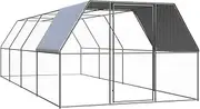 Outdoor Chicken Cage with Roof & Run, Dog Exercise Pen & Playpen, Puppy Exercise Enclosure, Chicken Coop Hen House Pen Run for Chicken, Poultry Cage, 3x8x2 m
