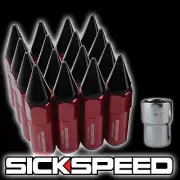 SICKSPEED 16 RED/BLACK SPIKED ALUMINUM 60MM LOCKING LUG NUTS 12X1.25 L11