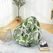 Morbuy Bean Bag Cover Green Leaf Sofa Cover Lazy Lounger Bean Bag No Filler Detachable Washable Puff Sofa Lounge Recliner Sac for Indoor Outdoor (L,Plantain)