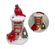 bulk 2 Xmas Red Bird On Mailbox W Led Light Decoration 24x34cm