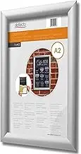 Deflecto Pk 5 x A2 Snap Frame Silver - Aluminium Clip Frames - Wall Mount Picture Frames - Posters Display Holder - Front Opening Picture Frame Clips