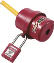 Master Lock ELECTRICAL PLUG LOCKOUT 57x82mm 3-Pin Outward/Inward Rotation RED