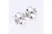 Solid 925 Sterling Silver Heart Petals Studs Earrings