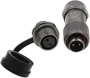 HangTon ST12 2 Pin Waterproof Electrical Connector, Male Female Cable Plug Panel Mount Socket, IP67 Aviation Circular 13A 250V for Outdoor AC DC Power