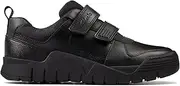 Clarks Scooter Speed Toddler Leather Shoes in Black, Black, 11 US