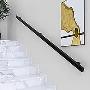 Black Staircase Handrail Wrought Iron Hand Rails for Indoor Stair Railings - 3m/3.5m/4m/4.5m, Corridor Staircase Banister Outdoors Grab Bar Railing(9.2ft/280cm)