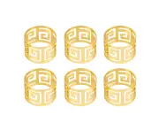 6Pcs Napkin Ring Set Electroplating Golden Hollow Out Napkin Rings Buckles For Dining Anniversary Birthday Christmas