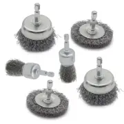 6 Pcs Drill Wire Brush Set Heavy Duty Wire Brush Wheel for Drill 1/4 Hex Sha