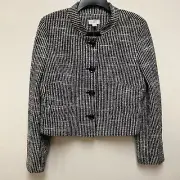 NWT Deadstock Vintage Wool Knit Black And White Button Jacket Ann Taylor Size 14