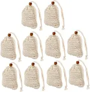 Healeved 3sets Cotton Drawstring Mesh Soap Saver Bag Exfoliating Shower Soap Pouch 10pcs*3