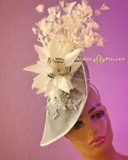 Kentucky Derby Fascinator Gray Hat Cream Brown Del Mar Races Opening Day Hat Big