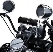 GoHawk RD8-X45 Waterproof Motorcycle Bluetooth Stereo 4 Speakers 600W Amplifier Audio System Handlebar Mount Soundbar MP3 Music Player for Harley ATV 4-Wheeler FM Radio USB AUX RCA Output Chrome