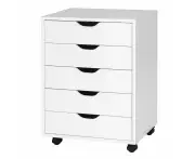 Filing Cabinet 5 Chest of Drawers Rolling Storage Cabinet Printer Stand White