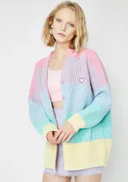 [Lazy Oaf] Pastel Rainbow Cardigan