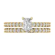 1.31ct Emerald Round Cut Engagement Ring Band bridal Set 14k Yellow solid Gold