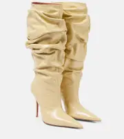 [Amina Muaddi] Amina Muaddi Anok 105 leather over-the-knee boots AU 8 yellow