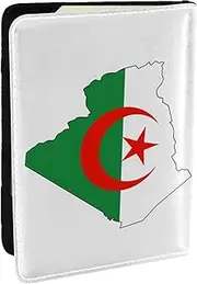 [JEJEA] Algeria Flag Map Print Travel Organizer Credit Cards Case Passport BookPassport Holder Cover Wallet forTraveling,, Black, One Size