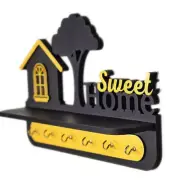 Wall Mounted Stylish Wooden Key Holder for Wall Decor ( 6 Hooks, Black ) US