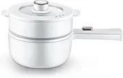 Bear Electric Hot Pot with Steamer, 1.6L Rapid Noodles Cooker, Mini Pot, Non-Stick Frying Pan for Steak, Ramen, Egg, Oatmeal, Soup, Power Adjustable